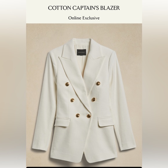 ✨✨NWT Banana Republic Limited Edition Cotton Captain’s Blazer - Picture 7 of 9